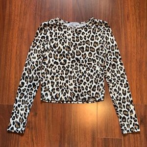 GAZE Medium Cheetah Print Long Sleeve Crop Top